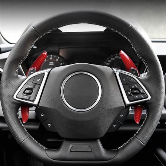 Red Hard Carbon Fiber Front Steering Wheel Shift Paddle Shifter For Camaro 16-23