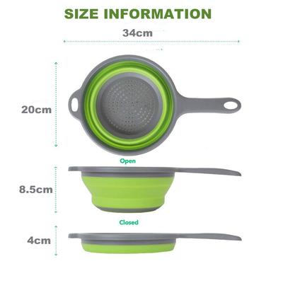New Foldable Silicone Colander Fruit Vegetable Washing Basket Strainer With Handle