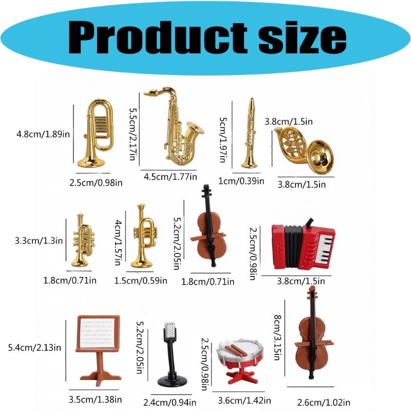 Life Like Doll House Furniture Accessories Miniature Saxophone And Accordion Drum Instrument Model Figure Scene Props