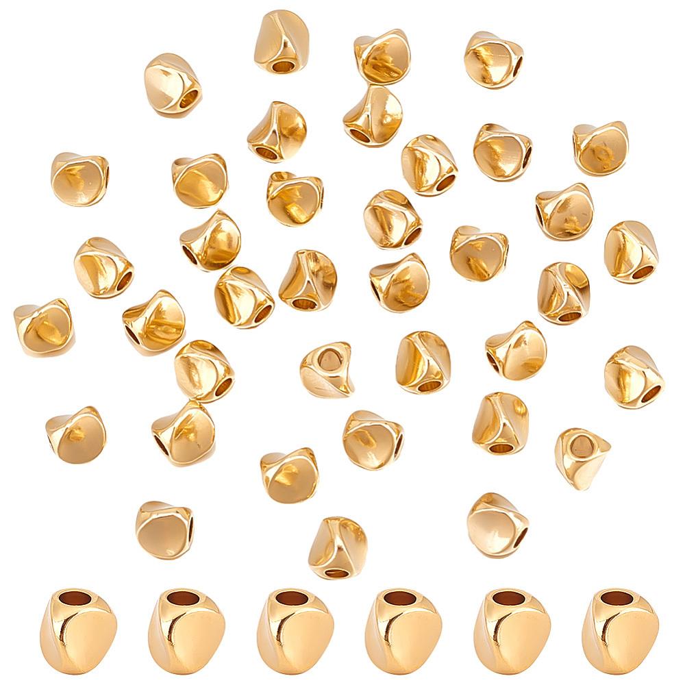 50Pcs Brass Spacer Beads, Long-Lasting Plated, Triangle, Real 24K Gold Plated, 4.5x4.5mm, Hole: 1.8mm