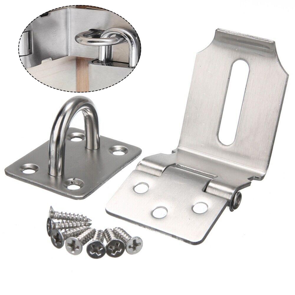 Stainless Steel Padlock Clasp Gate Hasp Staple Door 90 Degrees Latches Lock Shed Latch Household Burglar-proof Hardware