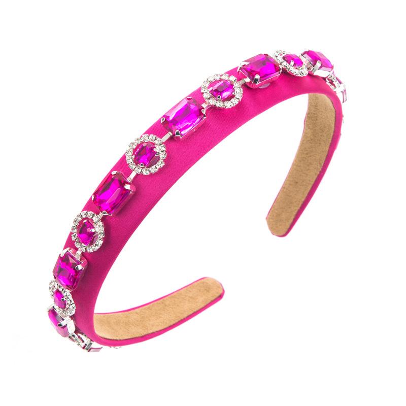Luxury Geometric Square Crystal Hairband Sparkling Colorful Rhinestones Wedding Crown Headdress Statement Party Headwear Girls розы красного
