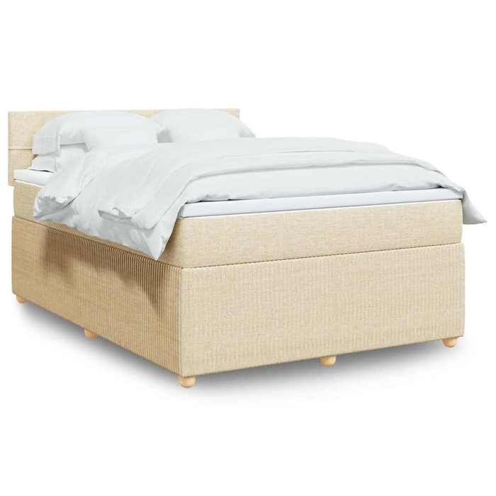 Maison Exclusive - Sommier à lattes de lit avec matelas Crème 140x190 cm Tissu