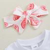 Toddler Girls 3PCS Fall Sets Long Sleeve O Neck Letter Heart Print Tops Flared Pants Headband Set