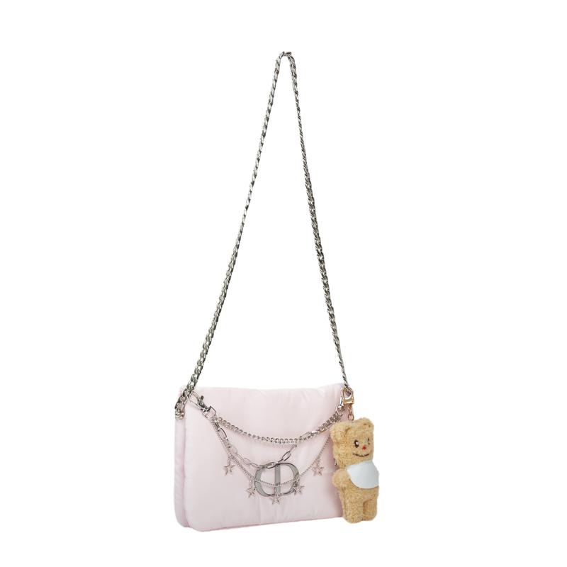 Dior [Personalisierte Kosmetiktasche] Rosa Bär Sternenkette, Elegant, Modisch und Vielseitig, Leichter Luxus, Trendig, Niedlich, Tragbar, Polyesterfaser