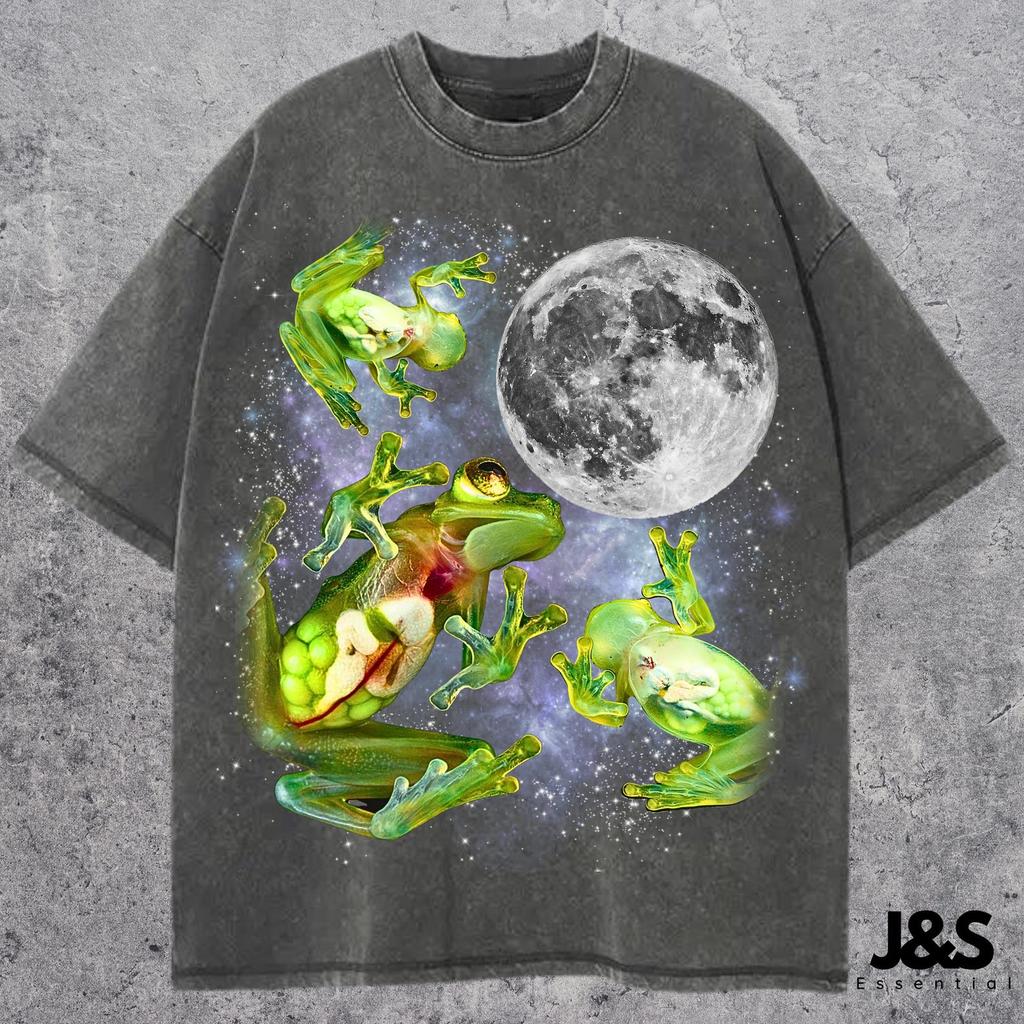 Three Glass Frog Retro Tshirt, Vintage Frog Moon Shirt, Funny See Through Frog Tee, Weird Animal Tshirt, Unique Amphibian Top, Cool Gift