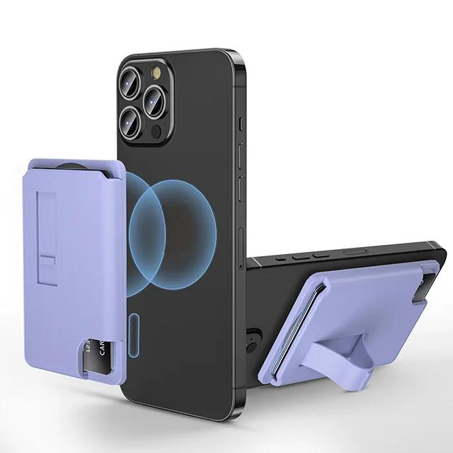 

2 in 1 Magnetic Wallet Universal Phone Card Holder Wallet Case for iPhone 16 15 14 Pro Max 14 13 with Grip Card Holder фиолетовый