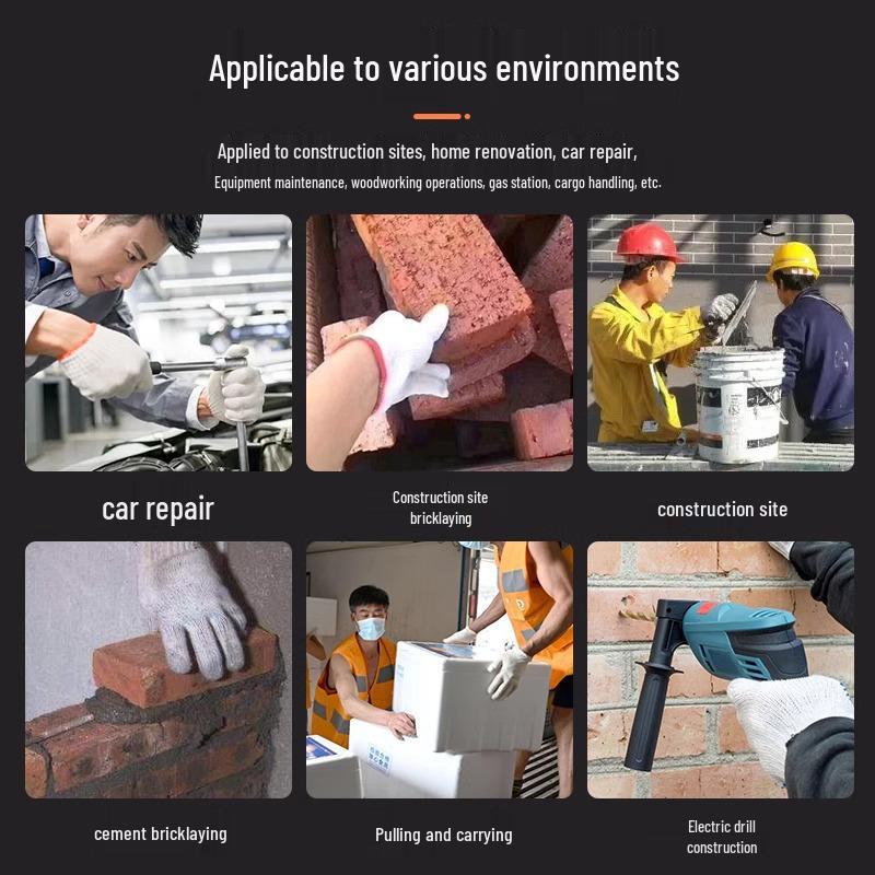 Durable Nylon Cotton Anti-Slip Work Gloves for Construction and Household Use