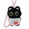 With Woven Bracelet Cat Pendant Squeak Car Key Ring Cute Black Cat Plush Doll Keychain  Gifts