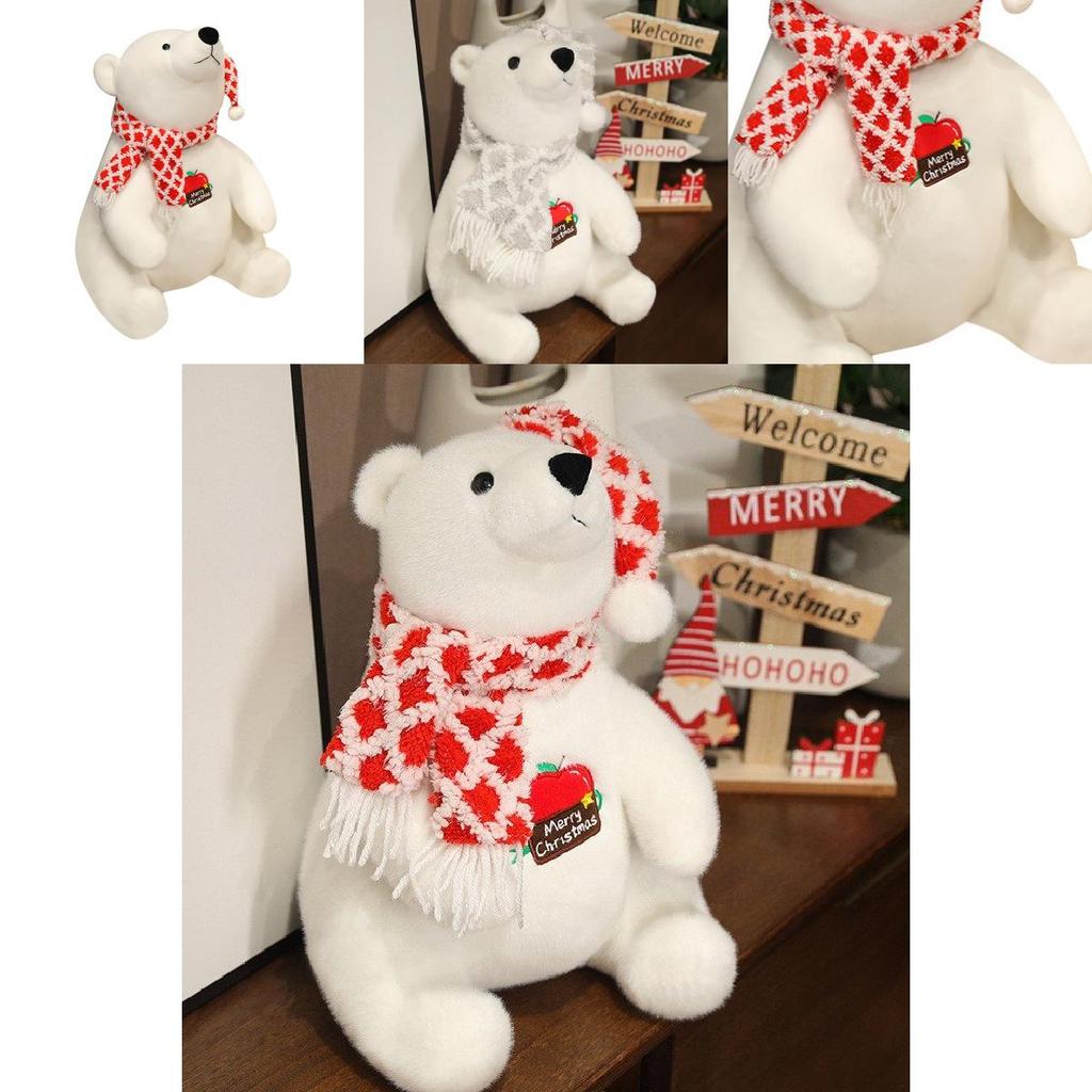 Adorabile Orso Polare Bianco di Peluche con Sciarpa Carina, Perfetto per Regali di Compleanno e Decorazioni per Bambini