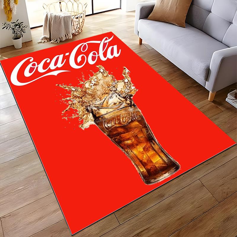 "Red Carpet with Coca-Cola Logo and Splashing Drink Design" Suitable for Use As an Anti-slip for Living Room Bedroom Sofas