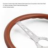 15"/ 380mm Vintage Classic Solid Wood  Steering Wheel  Stainless Steel Spokes w/ Horn Button