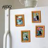 Kitchen Refrigerator Decor Oil Painting Cat Magnet Wooden Frame Black Accessories Theme Retro Rectangle Magnetic Decoration Photo Magnet