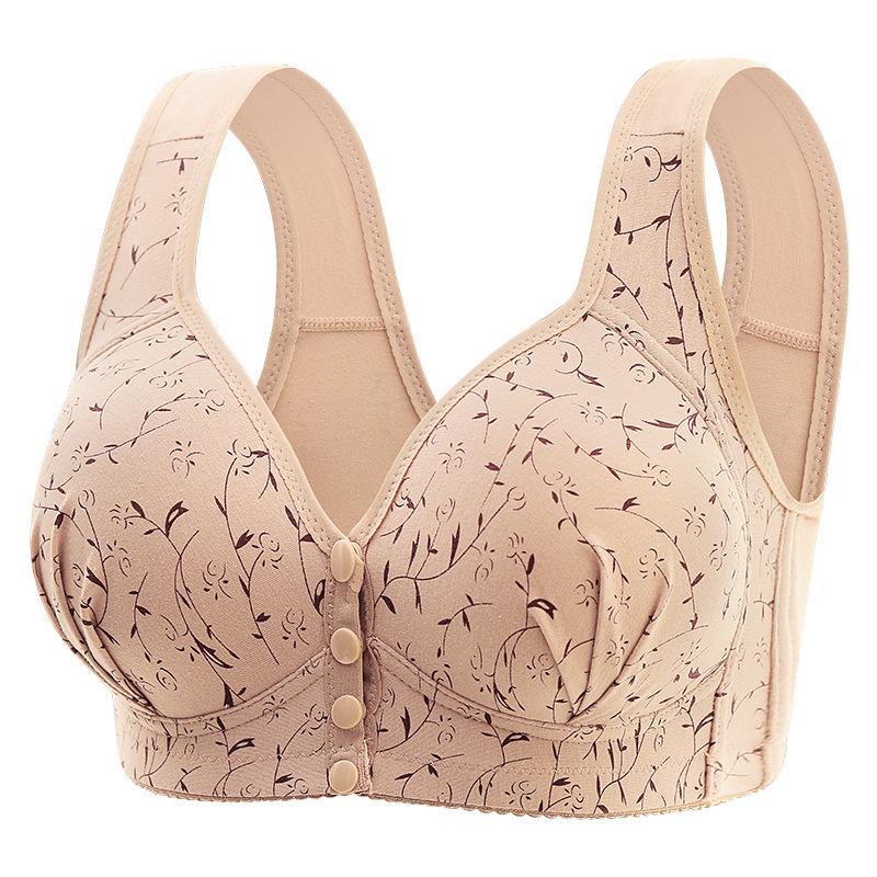 Plus Size Front Buckle Wireless Vest-Style Bra for Middle-Aged & Elderly Women