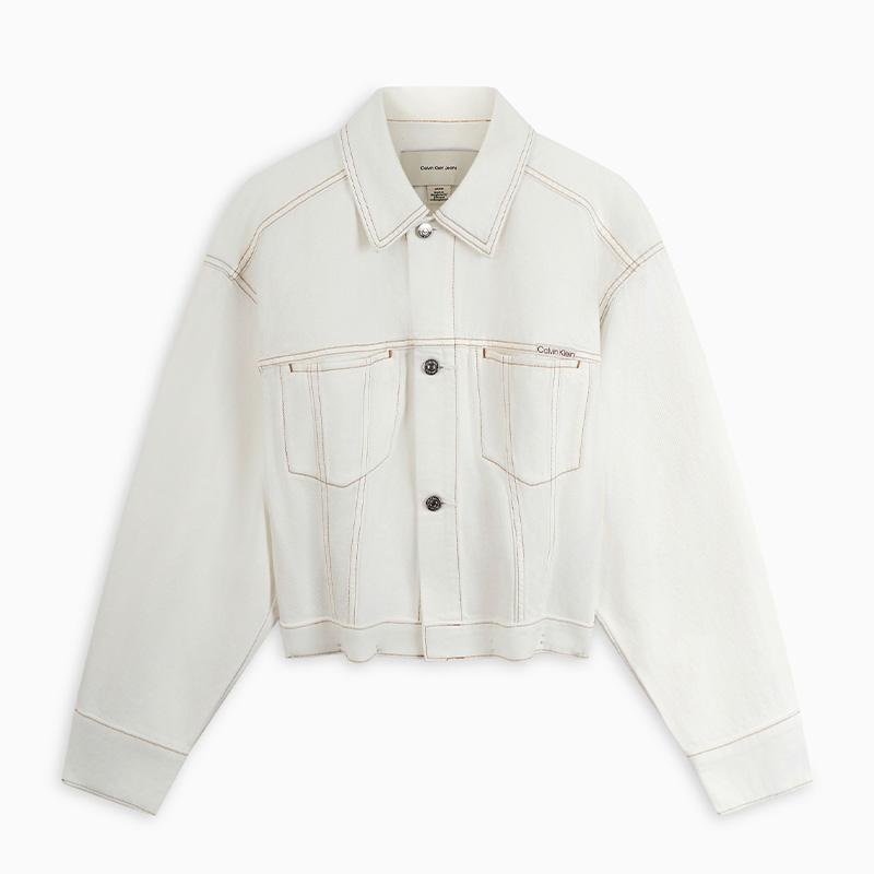 

Calvin Klein American Style Plain Minimalist Commuter Comfortable Long Sleeve Denim Jacket Women Jackets White 47B742G XS