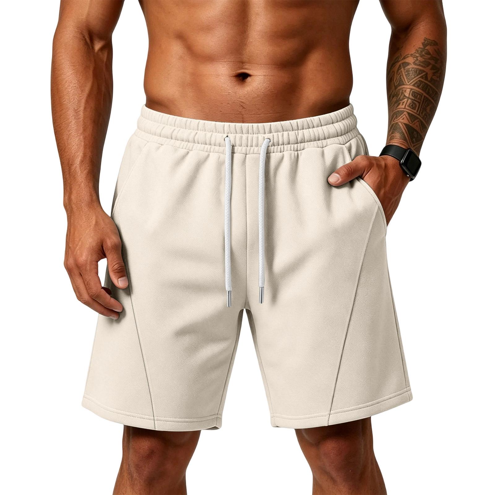 Heima A Heren shorts casual sportshorts voor mannen met zakken sportshorts mannen trainingsshorts mannen voor hardlopen en training L beige