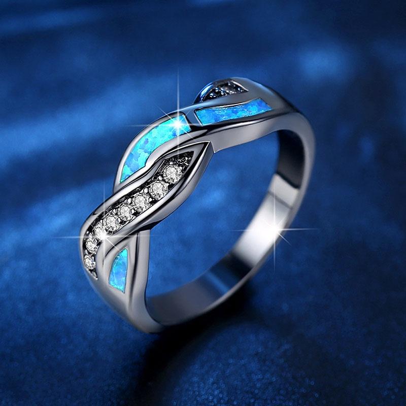 Elegant Blue Opal Ring For Women Featuring Floral Design And Luxurious Materials