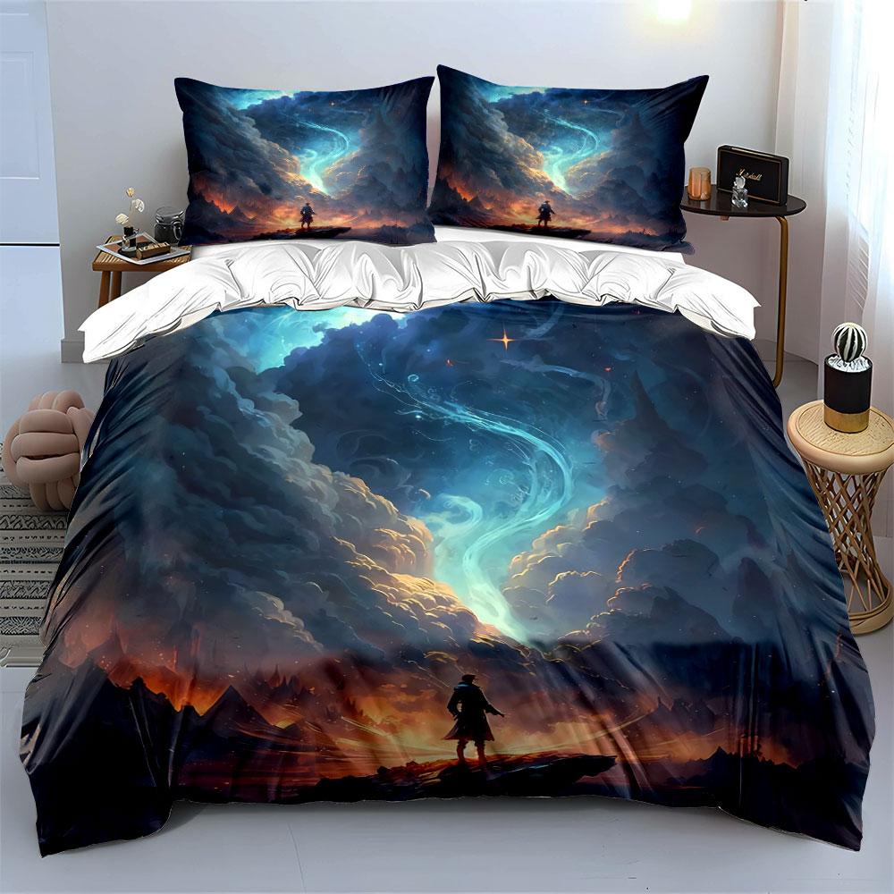 Fantasy Adventure Landscape Artwork Set Soft Comfortable Duvet Cover Bedding Set Included 1*Duvet Cover & 2*Pillowcases,Gift