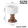 2Pcs Delicate Wood Dessert Bowls Retro Tall Candlestick Stand Vintage Ceramic Goblets  Restaurant