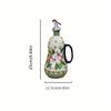 1pc Large Capacity Ceramic Oil Pot, Hand Painted Olive Oil Pump with Handle, Elegant Floral Design, Kitchen Accessories and Decoration for Home