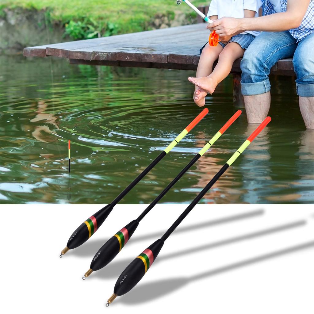 3Pcs 1.5+6g 1.5+5g 1.5+4g Durable Wooden Fishing Floats Set Bobbers Tackle Accessory