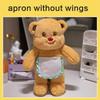 Bear Plush Toy Soft Plush Butter Angelic Bear Cushions with Apron Designs for Comfort Styles Winged Bear Throw Pillow