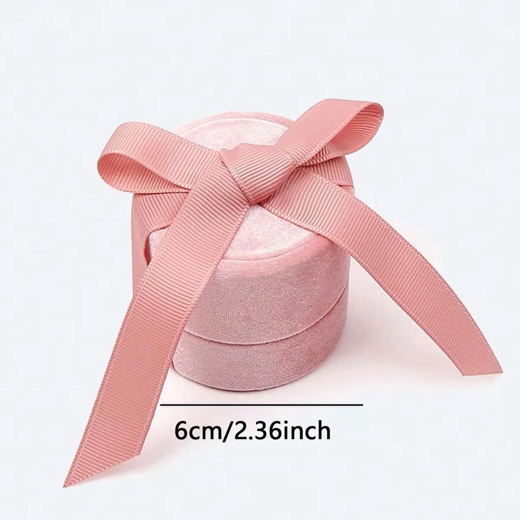 Delicate Handmade Vintage Velvet Pendant Necklace Boxes Gift Box Pink Ribbon Storage Ring Boxes Jewelry Packaging High-quality