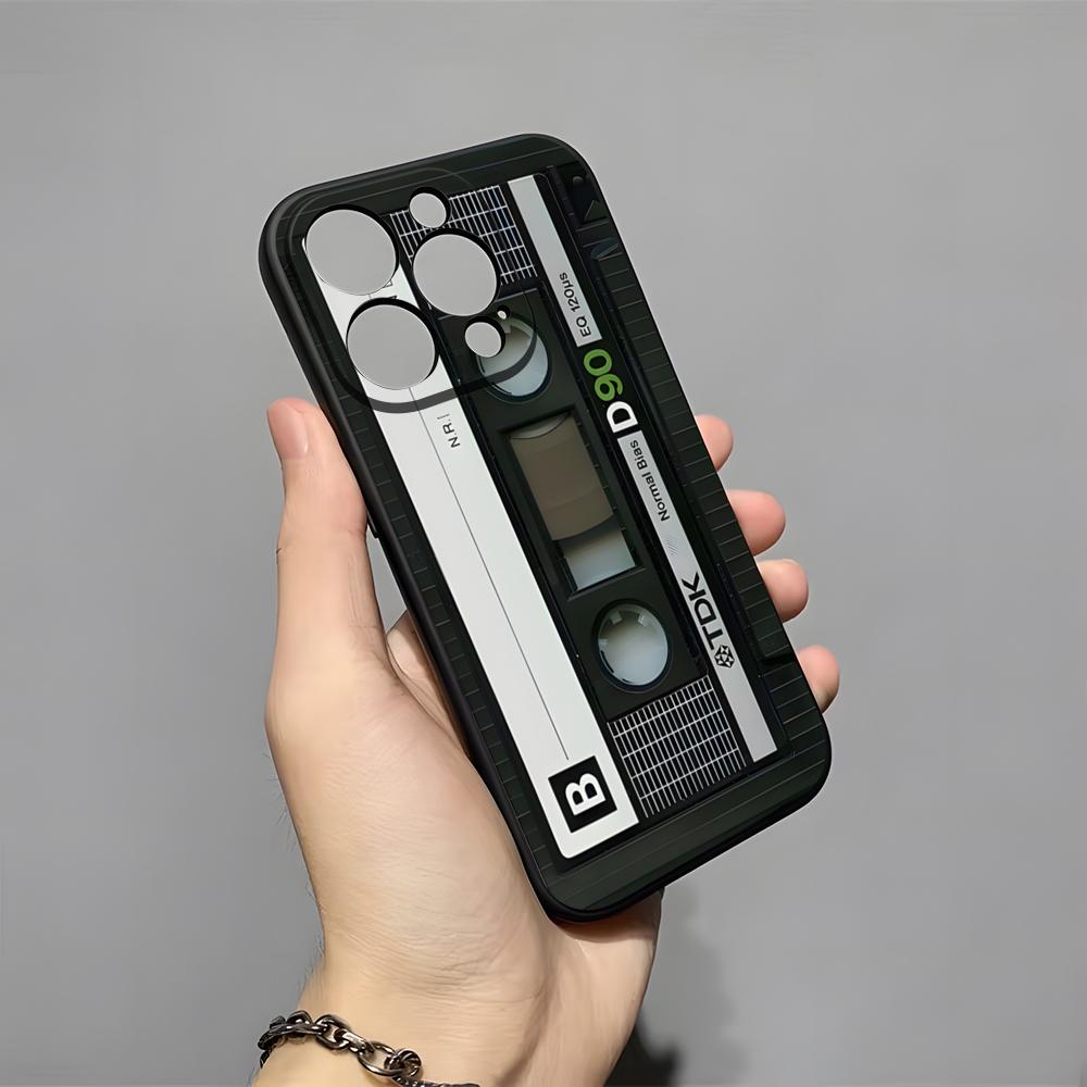 Retro Music Tapes Camera Phone Case For 16 Pro Max Iphone 15 14 Pro Max 13pro 11 X Xs Xr 8 7Plus Silicone Cover