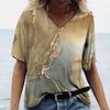 Summer Fashion Textured 3D Print T-shirts Women Casual Streetwear Short Sleeve V-Neck T Shirt Harajuku Tees Tops Clothing