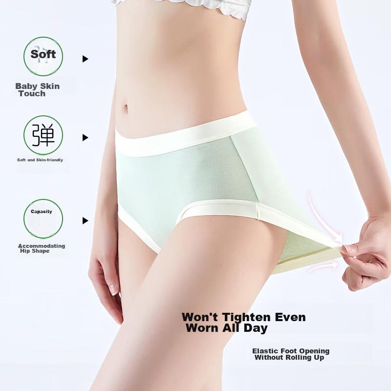 Modaier Women's Seamless Underwear, 7A Antibacterial, 100% Cotton Crotch, Mid-Rise Comfortable Triangle Panties for Girls, Size M