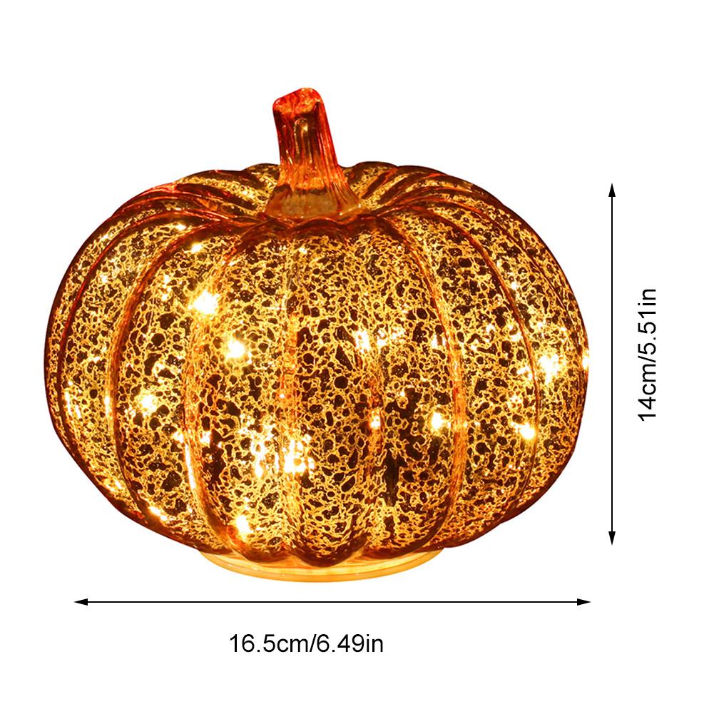Glass Pumpkin Lanterns Battery Operated Halloween Pumpkin Lights LED Twinkling Lamp W/ Timer Halloween Decorations Desk Ornament