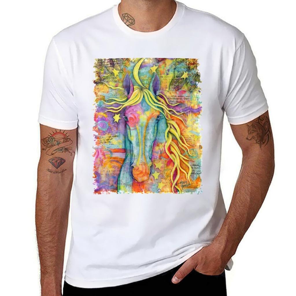 She Rises - Colorful Horse with New Moon T-Shirt Essential T Shirt T Shirt for Man T-Shirt