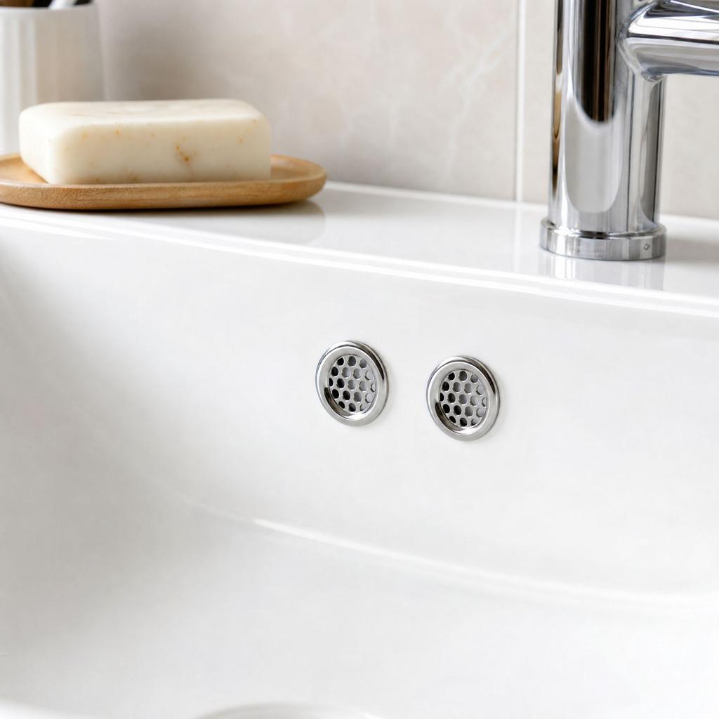 Stainless Bathroom Sink Overflow Cover (2 Pack) Decorative Overflow Plate