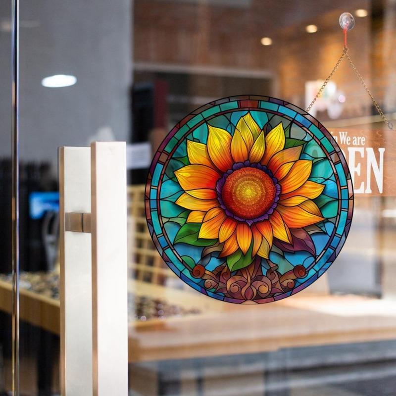 Adesivo di Avvertimento Anti-collisione Girasole Colore 3D Elettrostatico Vetro Finestra Adesivo Artistico Decorativo