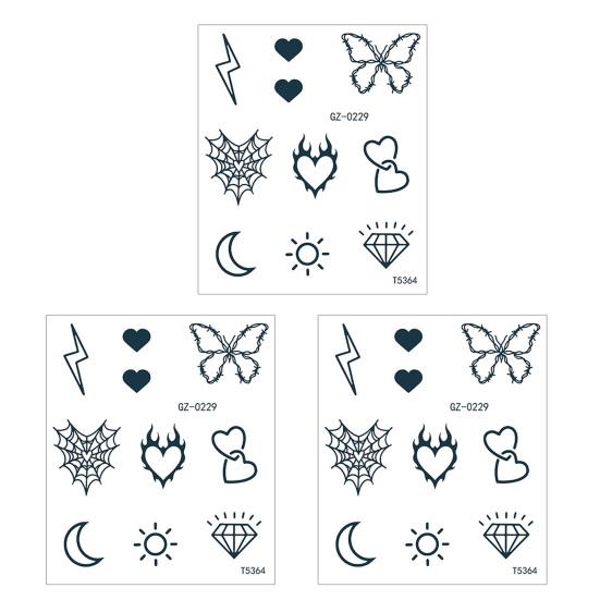 Yousheng 3Pcs Waterproof Tattoo Sticker for Men Women, Face Body Arm Chest Shoulder Thigh Waist Temporary Tattoo Decal, Long Lasting Body Art Fake