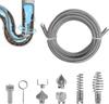 Nettoyeur de tuyaux en spirale en acier pour canalisations avec 6 têtes de coupe interchangeables Outil de débouchage pour machine électrique à nettoyer les tuyaux