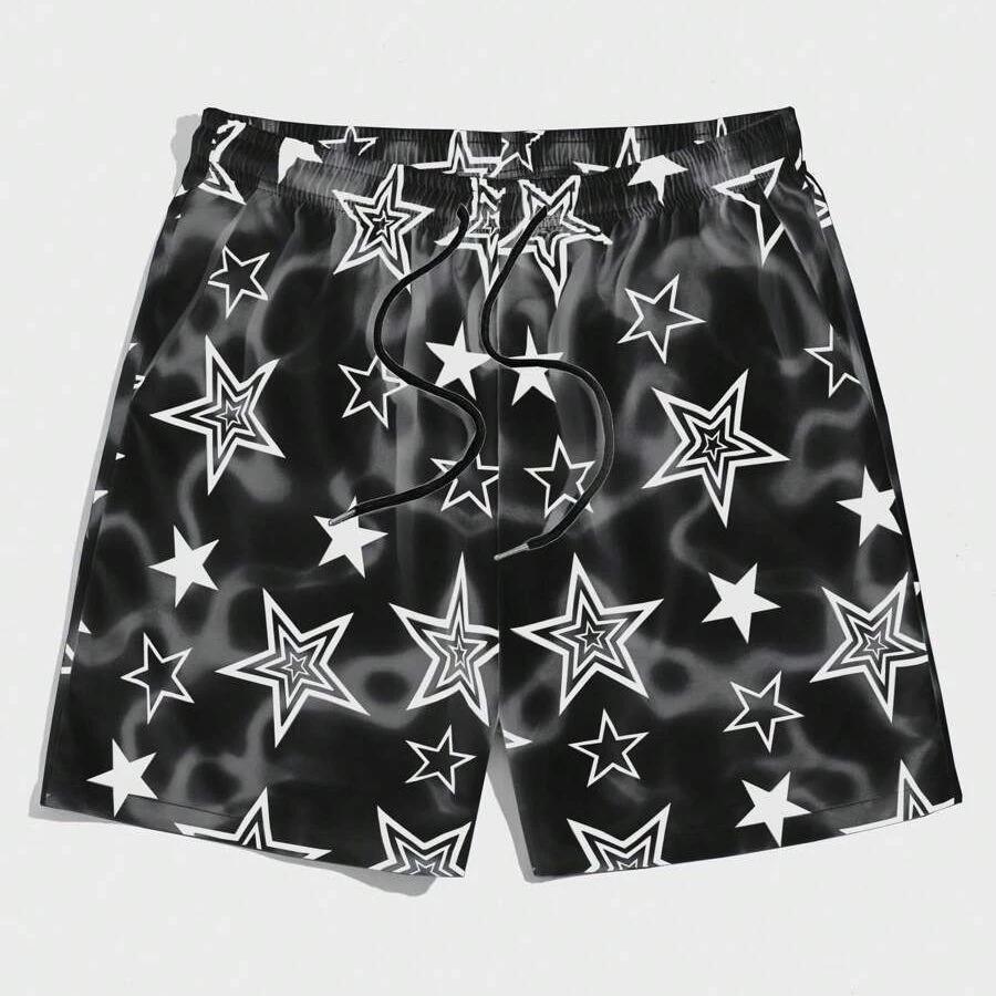 

Black White Star Boxing Muay Thai Kickboxing Training Shorts Print Quick Dry Martial Art Boxer Unisex Men Women Kid Fighting Fitness Sport Gym Workout S