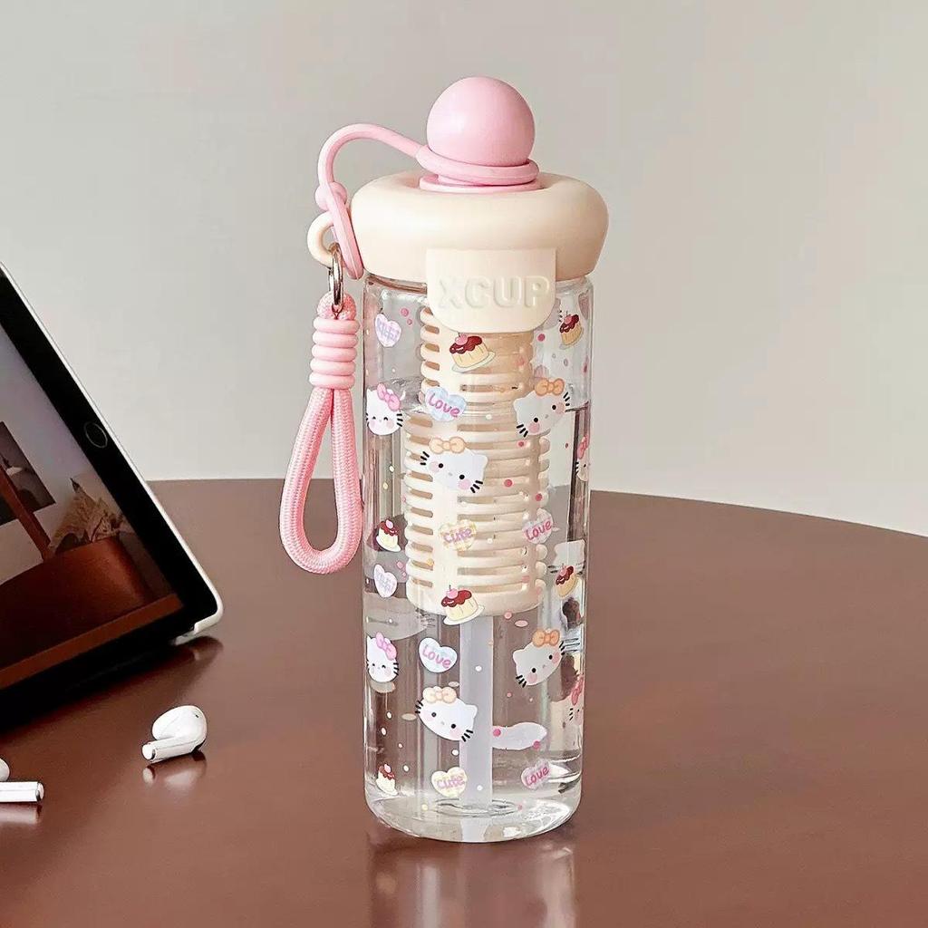 Portable Large Capacity Straw Cup for Girls - Floral Design