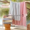 Turkish Beach Towel: European & American Thin Stripe Tassel Bath Towel, Enlarged, Thickened, Absorbent, Outdoor Sun Protection.
