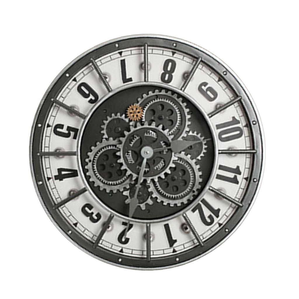 Moving Gears Wall Clock Rustic Industrial Oversized Wall Clock Heavy Duty for Living Room 7706