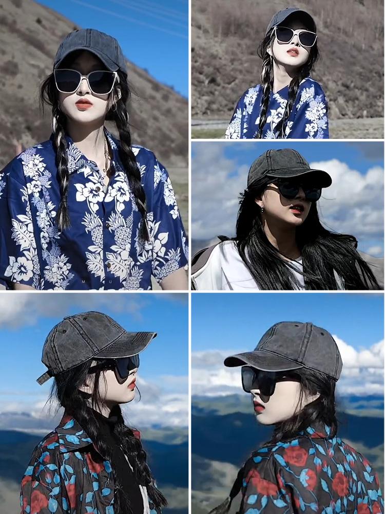 Baseball Cap Women Men Hat Vintage Washed Cotton Soft Top Denim Cloth Dad Hat Casual Sport Trucker Cap Solid Color Adjustable