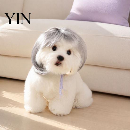 Funny Dog Hairpiece Pet Wig, Cute Bob Cut Cat Afro Curly Wig with Adjustable Cosplay Elastic Band, Breathable for Dogs, Cats Halloween Party Headwear