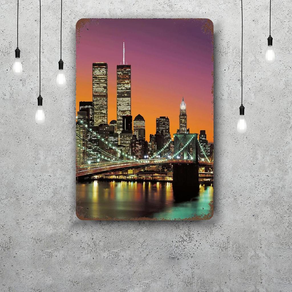nyc skyline Vintage Metal Tin Signs Posters Decor Retro Metal Plaque Wall Art Decor for Garage Bar
