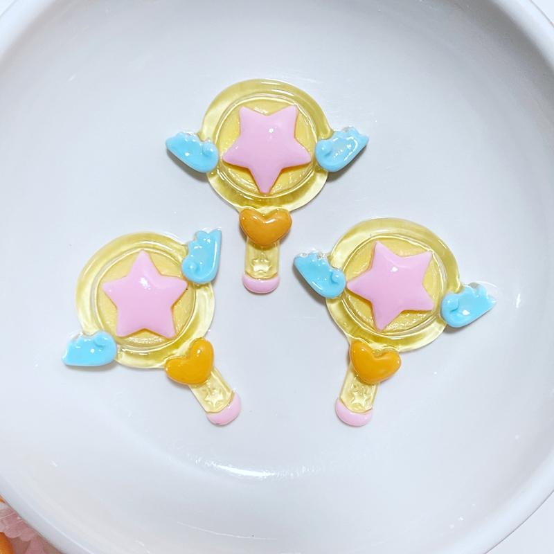 10Pcs New Resin Lovely Cartoon Magic Stick Flat Back Cabochon Scrapbook DIY Embellishments Accessories