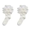 White Embroidered Ruffle Socks Mid Tube Women Hosiery Sweat-absorbing Short Sock  Lady