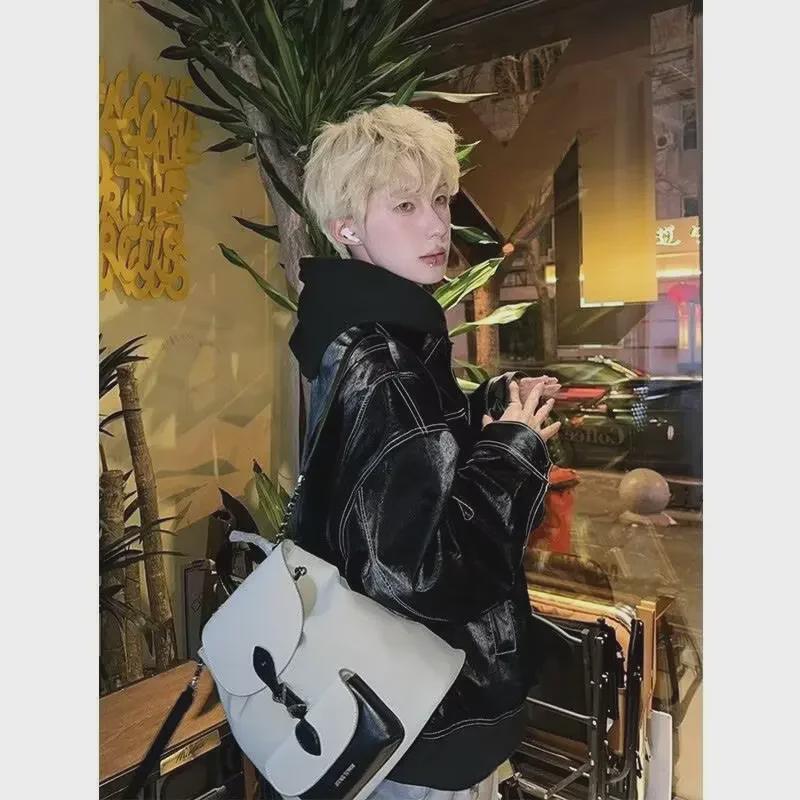 Unisex Vintage Red Leather Jacket: Loose, Casual Autumn Retro Style