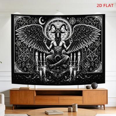 Dark Goat Tapestry, Mysterious Pentagram Inspired Decorative Hanging, Halloween Decor for Living Room Bedroom Dorm
