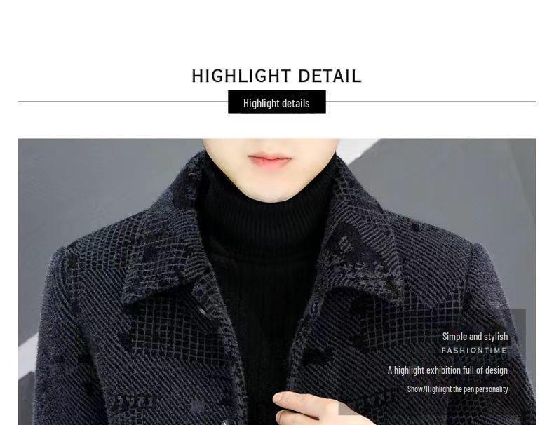 Herrförtjockad sammetsulljacka - Ny höst/vinter kort kappa