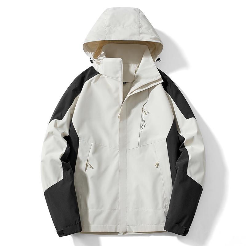 Japanischer Stil Frühling und Herbst Abnehmbare Kapuzenjacke Studenten-Gruppen-Windjacke für Selbstfahrer Outdoor-Fischerei Wasserdichte Kleidung