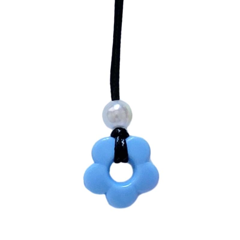 Sweet Cool Pearl Flower Pendant Necklace Fashion Summer Choker Wax Rope Lace up Collar Necklace Statement Jewelry